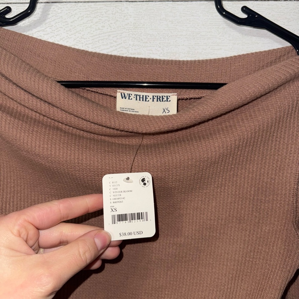 Free People We The Free El Sol Layering Top Knit Long Sleeve Mauve Size XS NWT - Picture 5 of 5